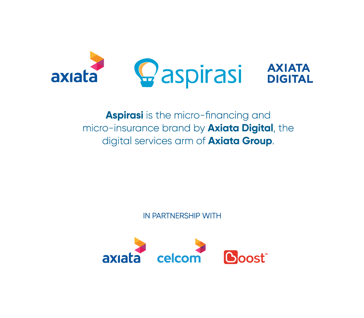 Aspirasi-Landing-Page Axiata, Aspirasi, Axiata Digital, Aspirasi is the micro-financing and micro-insurance brand by Axiata Digital, the digital services arm of Axiata Group, In Partnership With, Axiata, Celcom, Boost