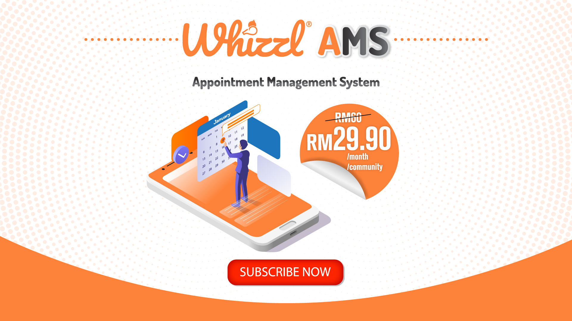 Whizzl, Appointment Management System, RM60, RM29.90, /month, /community, Subscribe now