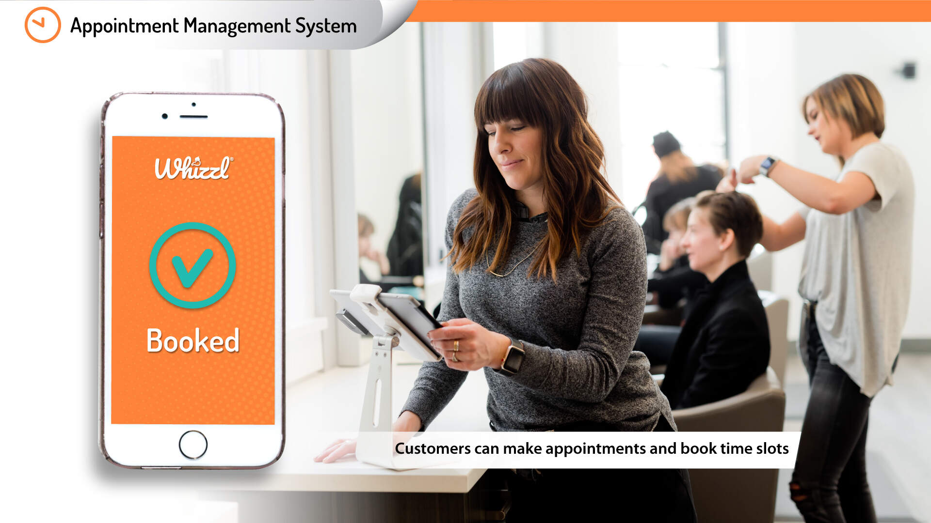 Appointment Management System, Whizzl, Booked, Customers can make appointments and book time slots