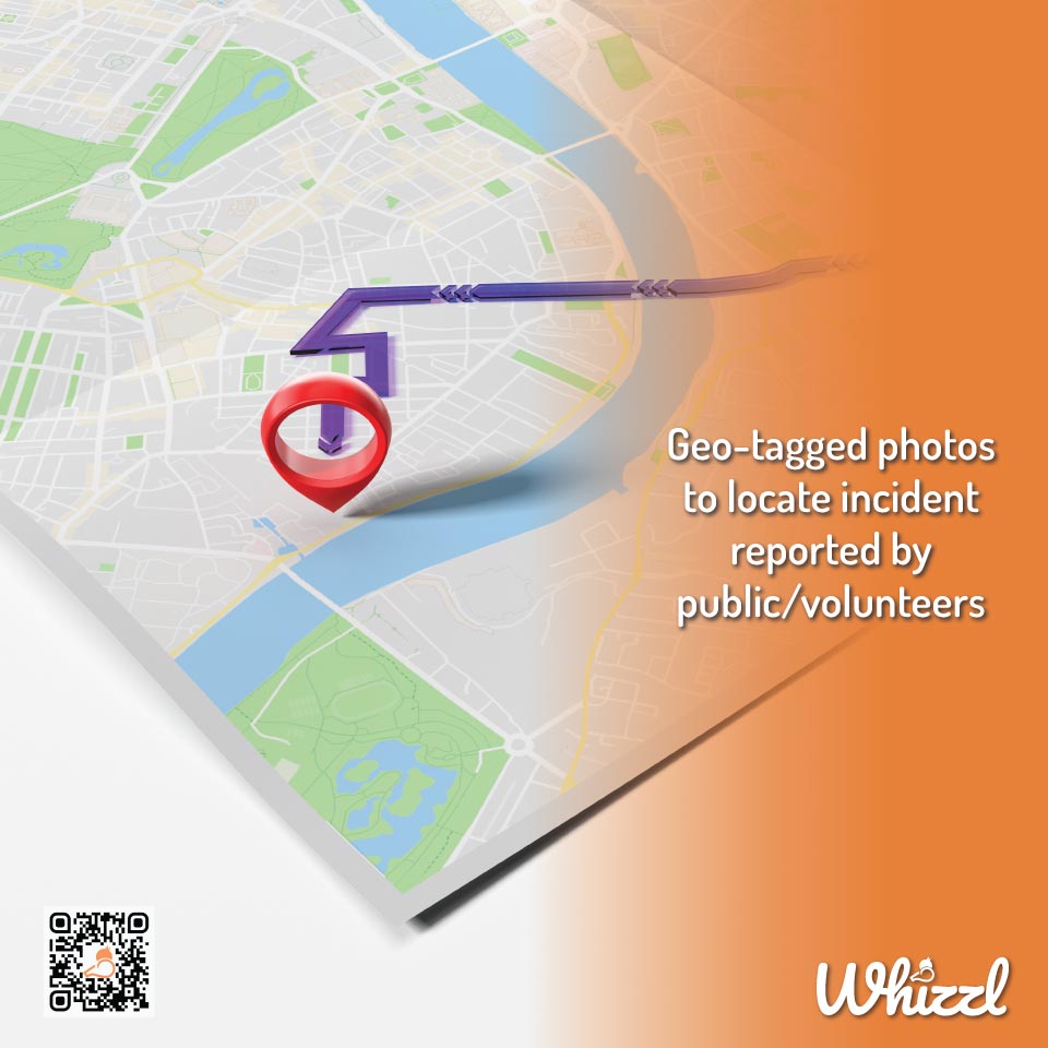 Whizzl, Geo-tagged photos to locate incident reported by public/volunteers